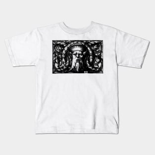 Green Man Renaissance Engraving Black Kids T-Shirt